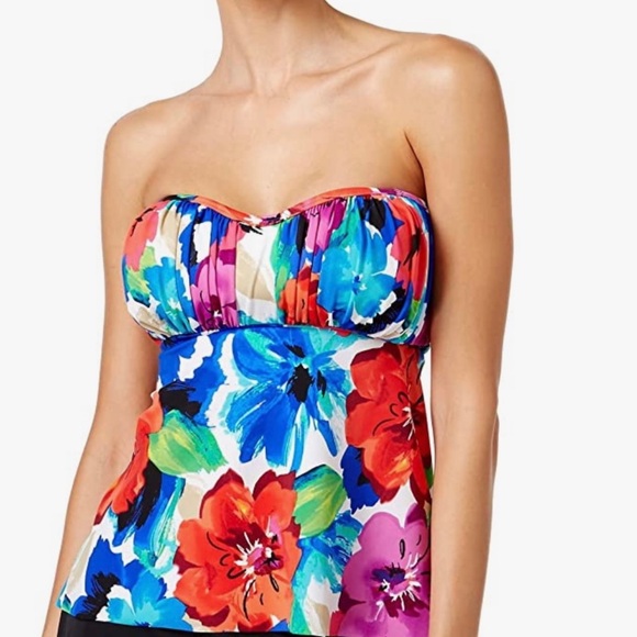 NWT Swim Solutions Sedona Flowers Tankini Top Sz 8 - Picture 1 of 7
